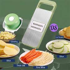 Multifunctional Roller Vegetable Cutter, 5 In 1 Vegetable Slicer And Cutter, Manual Rotary Drum Greator, Hand Roller Type Square Drum Vegetable Cutter with5 Removable Blades For Kitchen